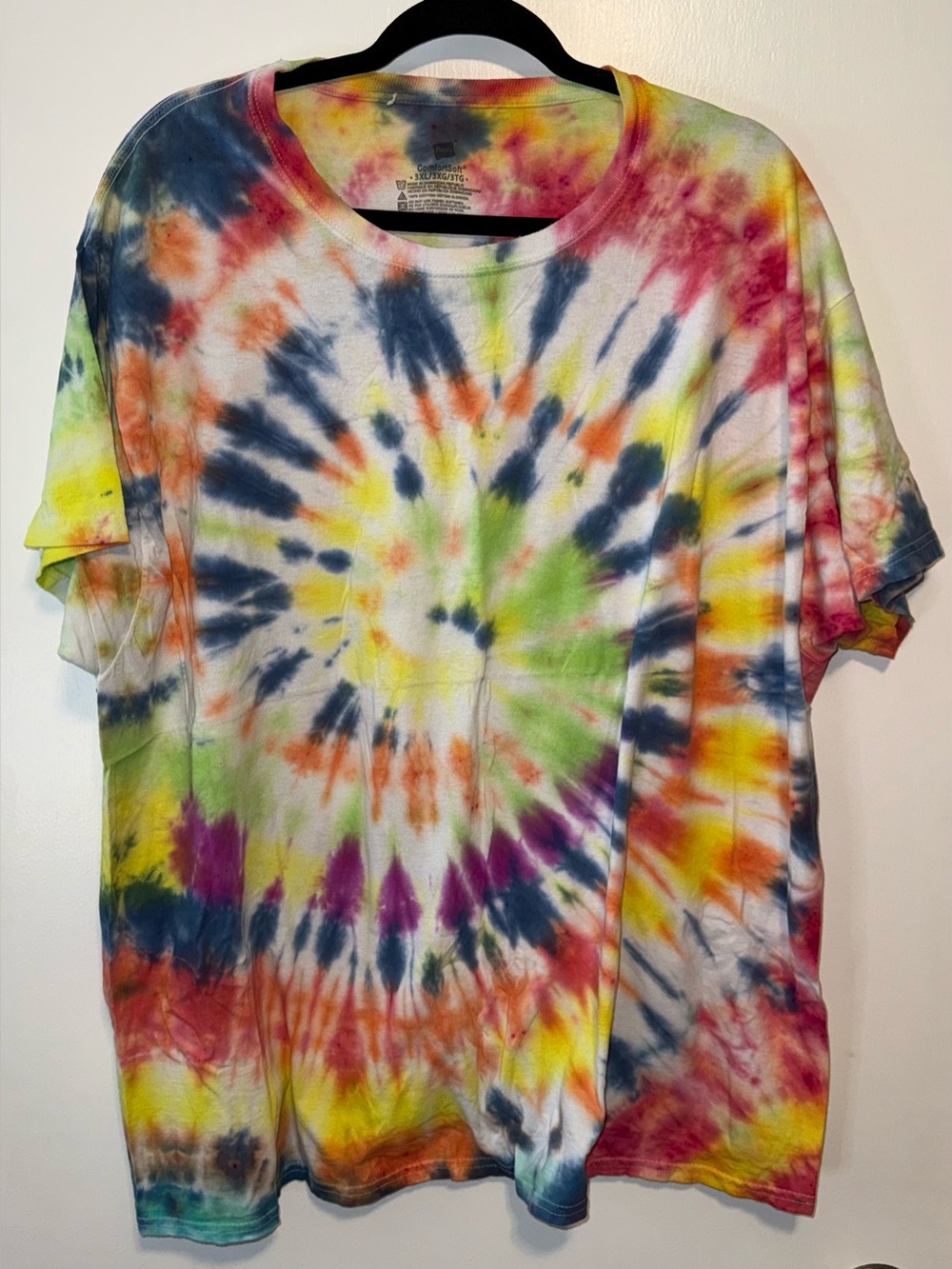 Hanes Tie-Dye Spiral Short Sleeve Tee in Blue, Yellow, Green, Orange, Purple